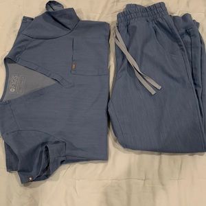 Heather blue figs scrubs.high waisted Zamora pantsand Catalina shirt